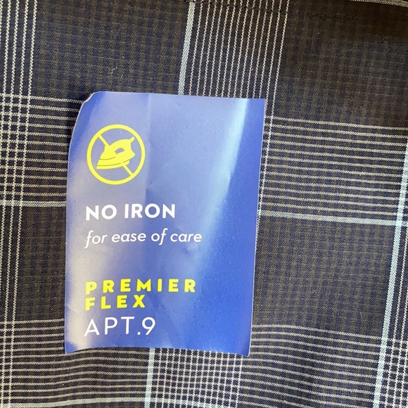 Apt 9 premier flex no iron plaid print button down shirt size L - Picture 7 of 17